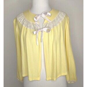 Vintage 1940s Marvel Maid Velvee Bemberg Rayon Bed Jacket Bust 44 in M/L Yellow